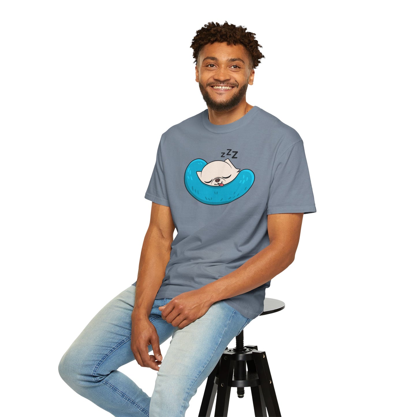 Sleepy Nap Time Cedric Garment-Dyed T-Shirt – Blue Calm