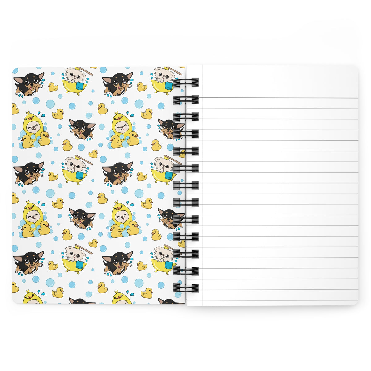 Chihuahua Bath Time Pattern Spiral Journal – Calm Little Moments