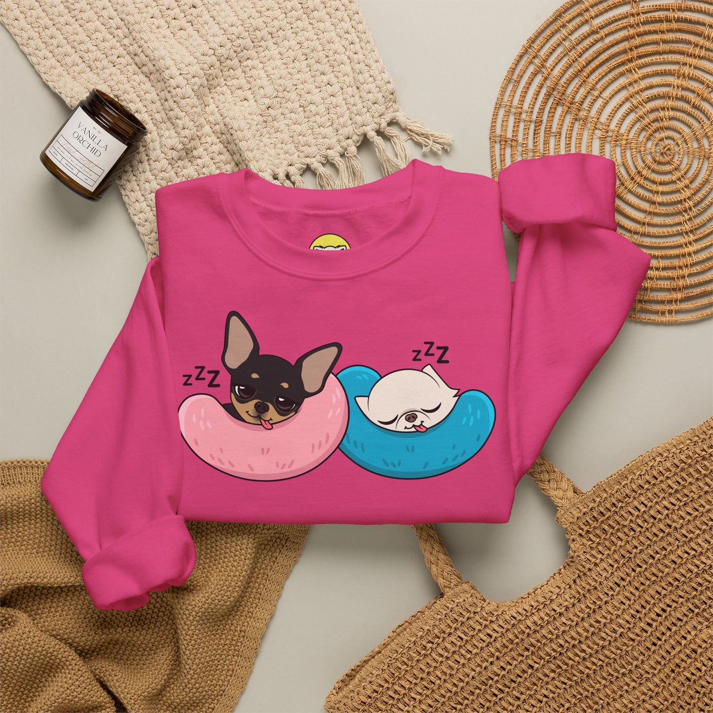 Nap Time Chihuahuas Unisex Crewneck Sweatshirt – Cozy Sibling Naps