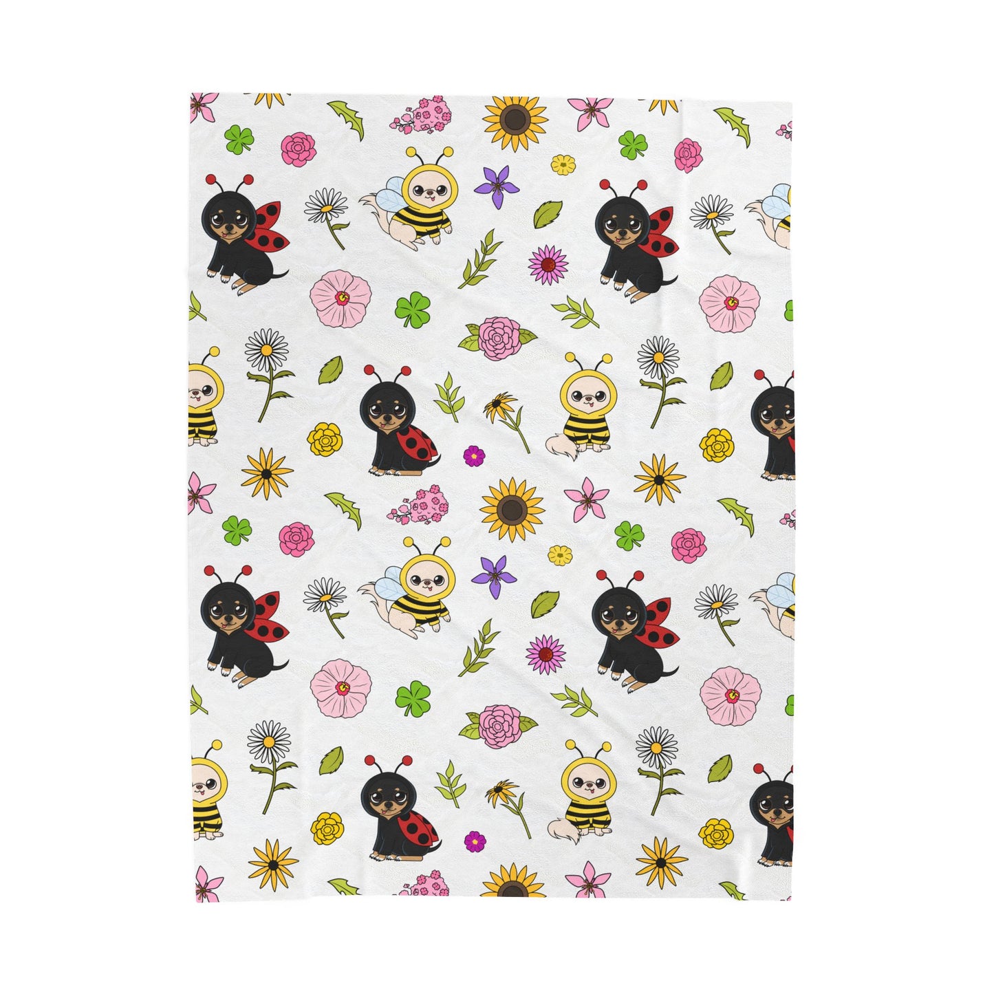 Bug‑Chis Pattern Velveteen Plush Blanket – Garden Snuggles