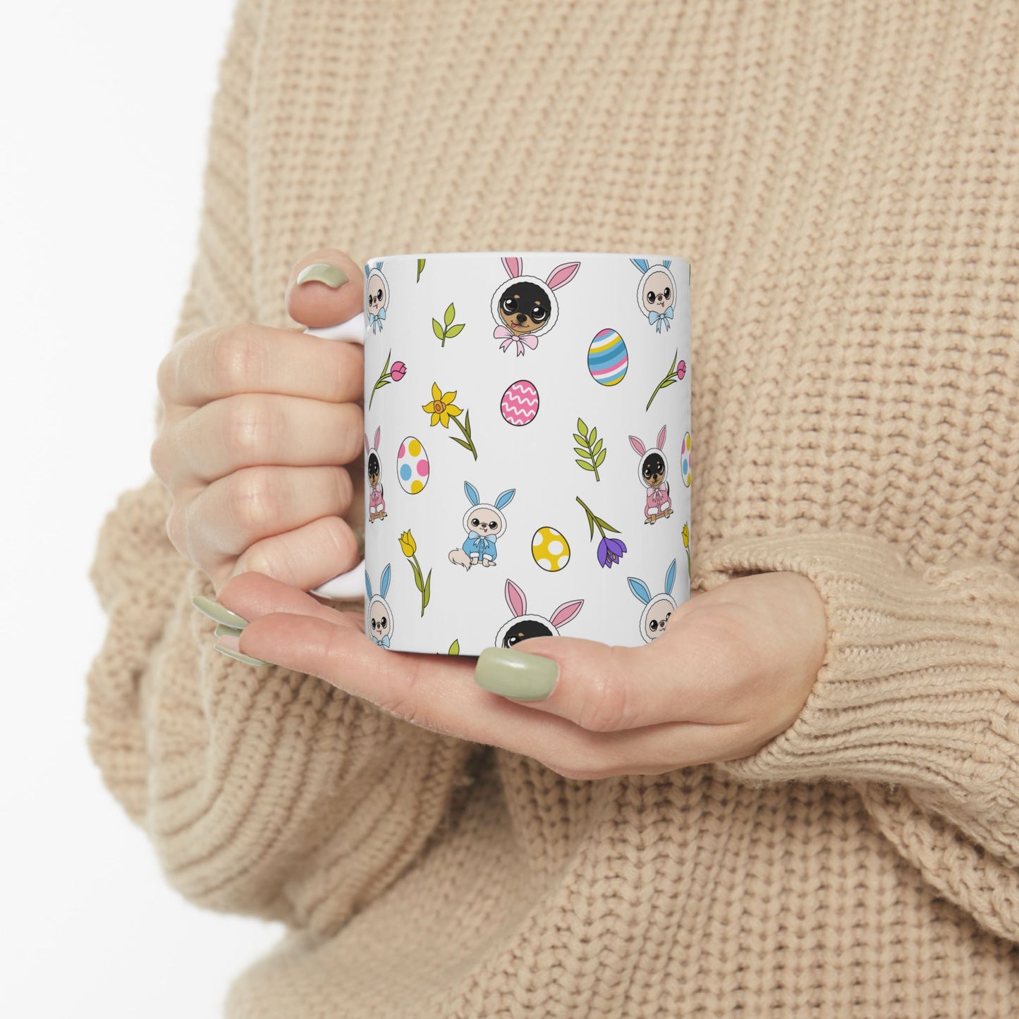 Cedric & Maya Easter Pattern Ceramic Mug – Gentle Spring Sips