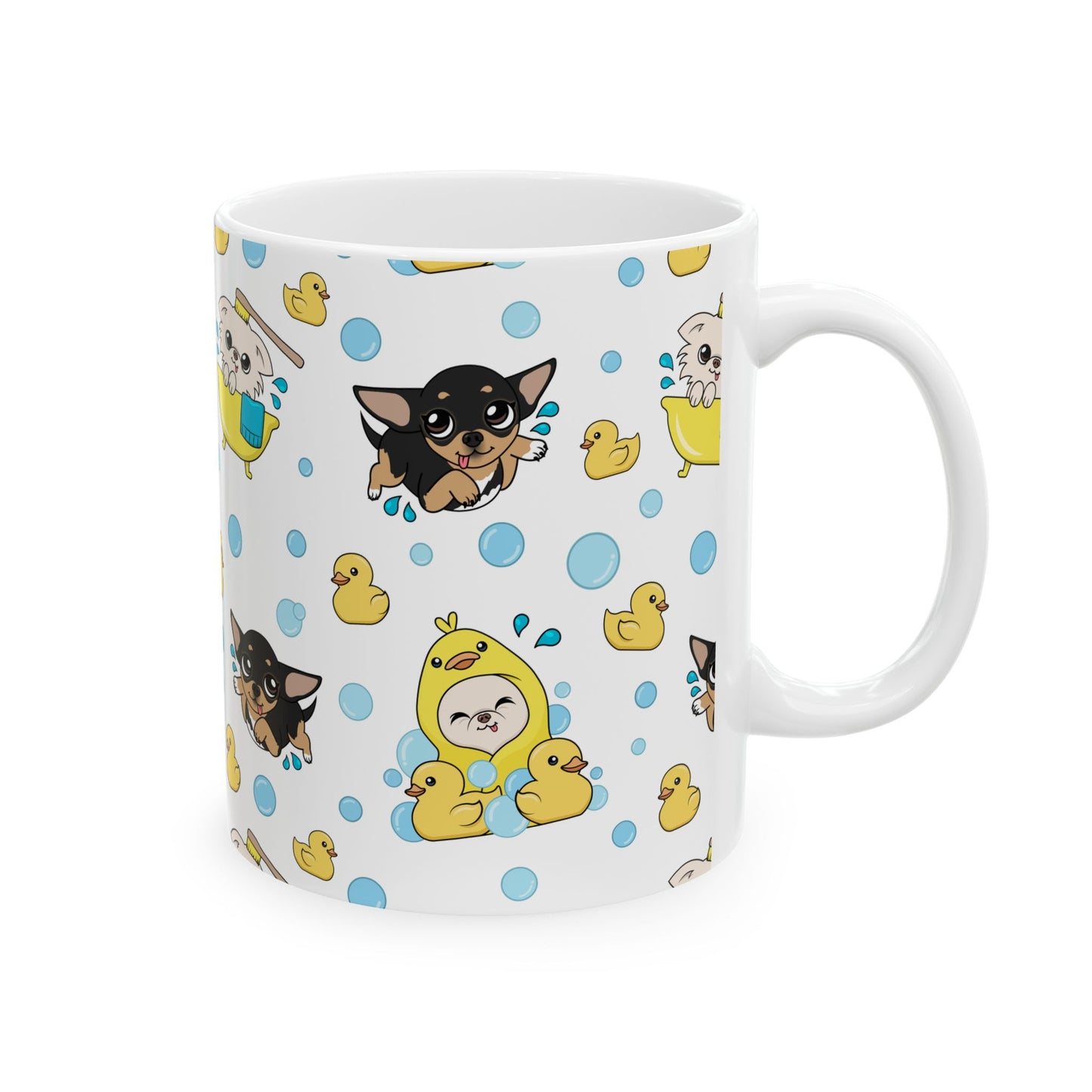 Chihuahua Bath Time Pattern Ceramic Mug – Calm Little Splash