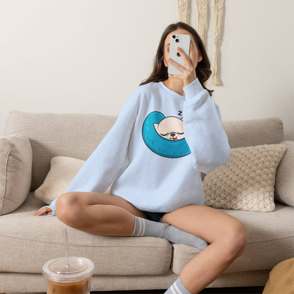 Sleepy Nap Time Cedric Unisex Crewneck Sweatshirt – Blue Calm