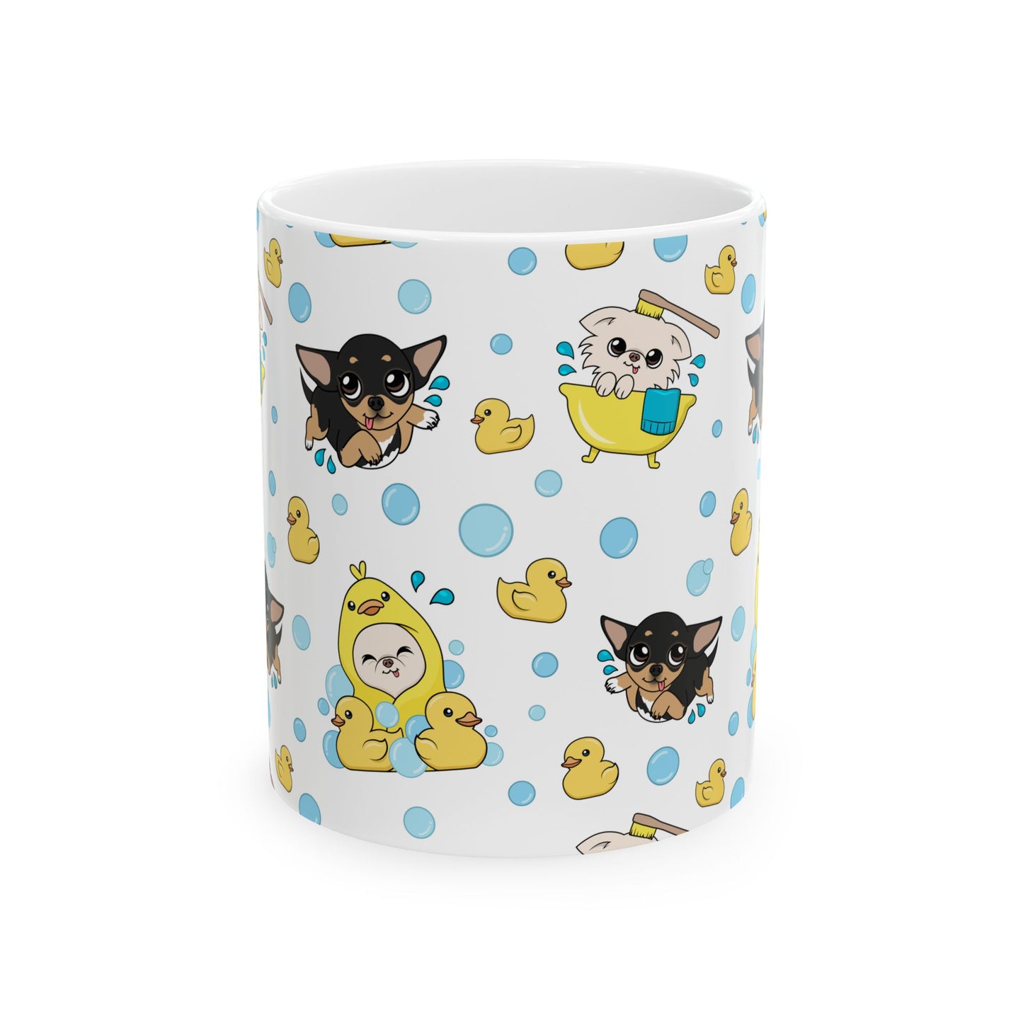 Chihuahua Bath Time Pattern Ceramic Mug – Calm Little Splash