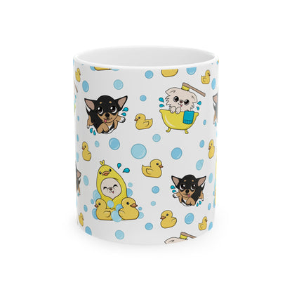 Chihuahua Bath Time Pattern Ceramic Mug – Calm Little Splash
