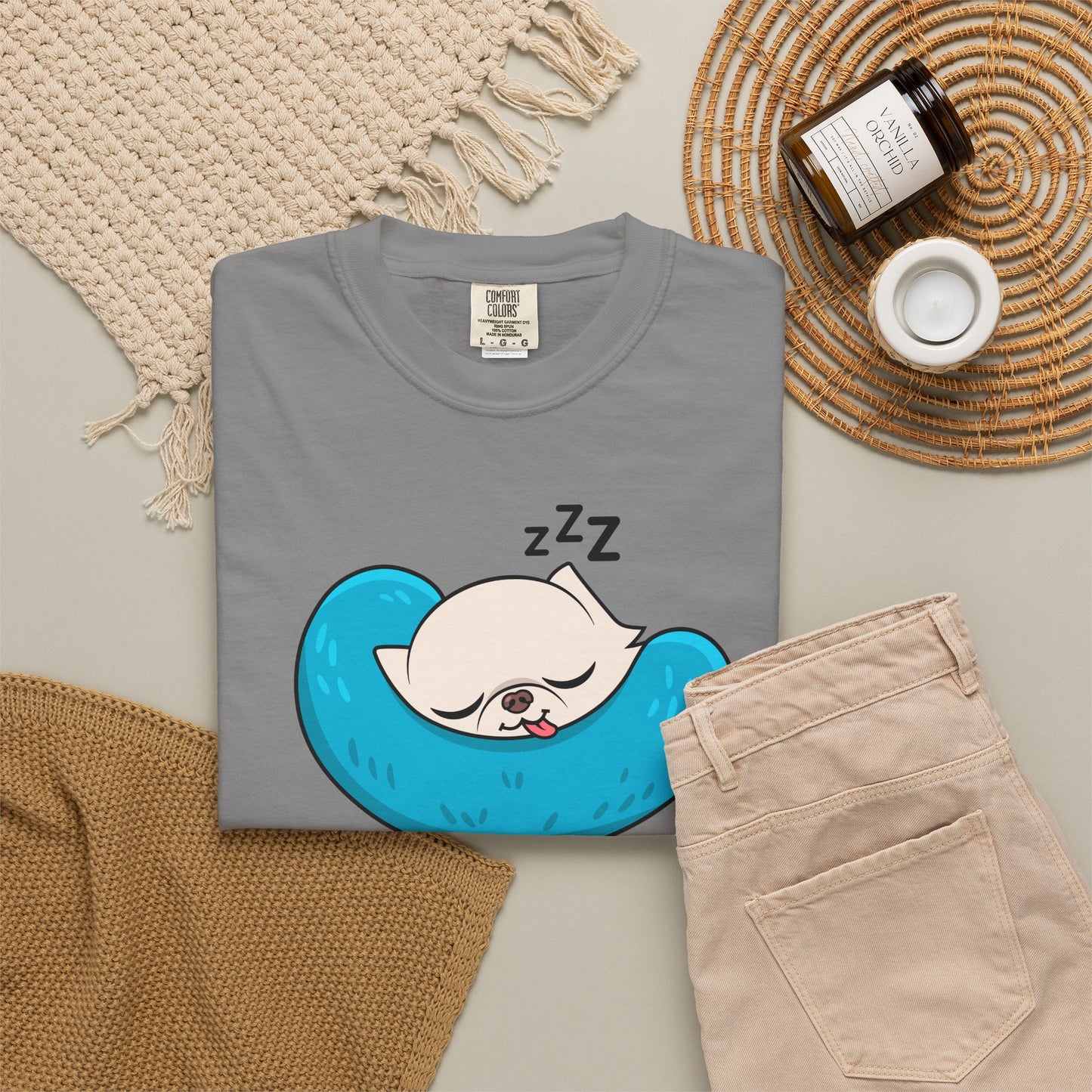 Sleepy Nap Time Cedric Garment-Dyed T-Shirt – Blue Calm