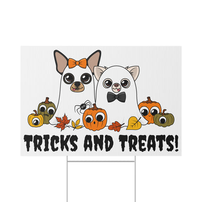 Ghost Chis Halloween Lawn Sign – Tricks and Treats