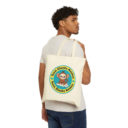 Team Chunky Monkey Badge Cotton Tote Bag – Cheerful Team Spirit