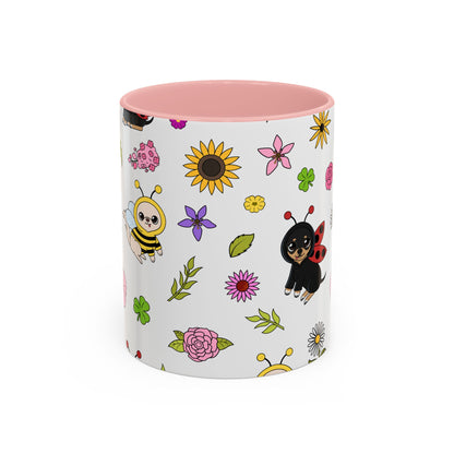 Bug‑Chis Pattern Accent Coffee Mug – Gentle Garden Sips