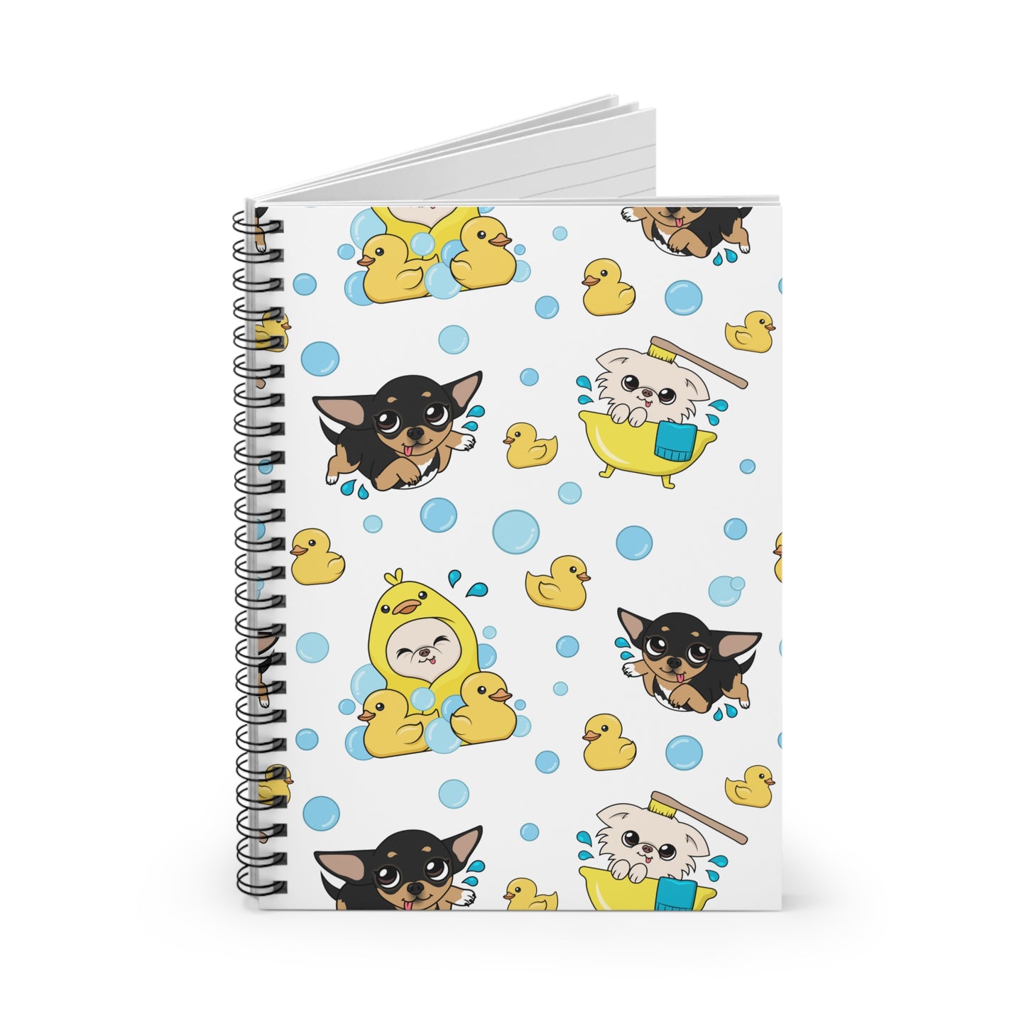 Chihuahua Bath Time Pattern Spiral Notebook – Cozy Splash Notes