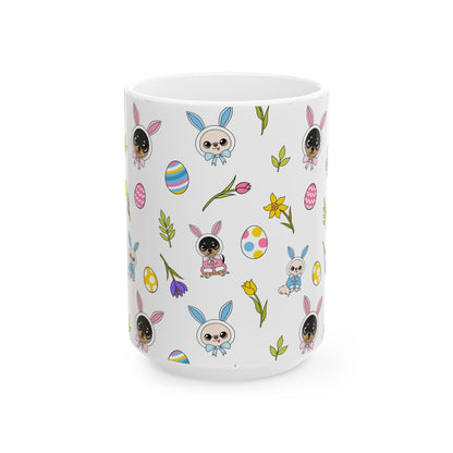 Cedric & Maya Easter Pattern Ceramic Mug – Gentle Spring Sips