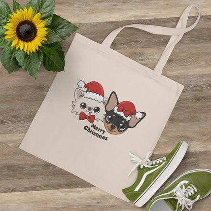 Cedric & Maya's Merry Christmas Cotton Tote - Tiny Chihuahua Shop