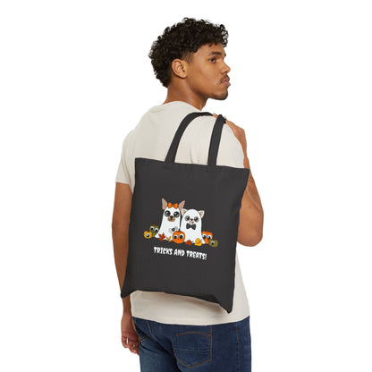 🎃 Tricks and Treats Cotton Canvas Tote Bag – Spooky and Stylish! 👻