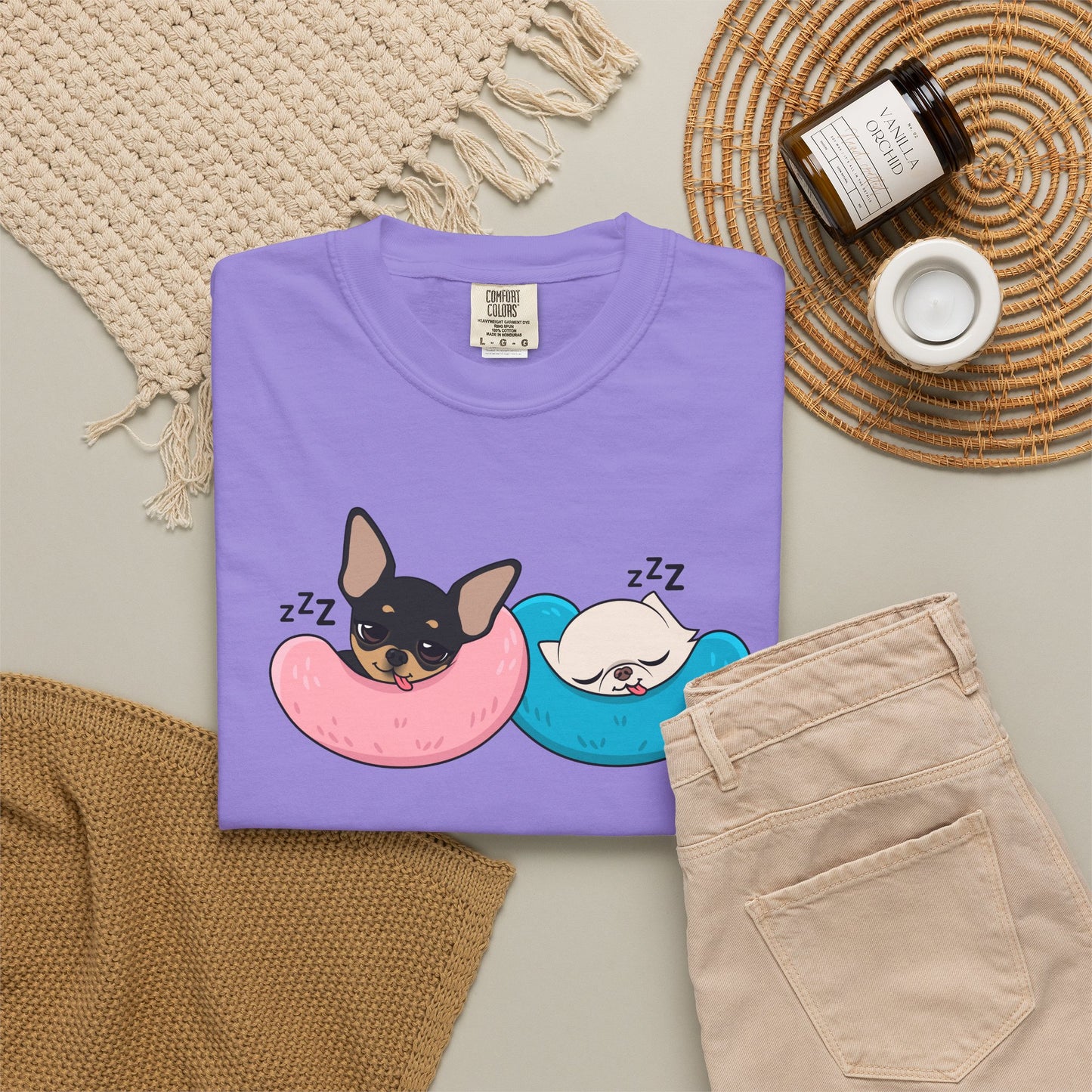 Nap Time Chihuahuas Unisex Garment-Dyed T-Shirt – Cozy Sibling Naps