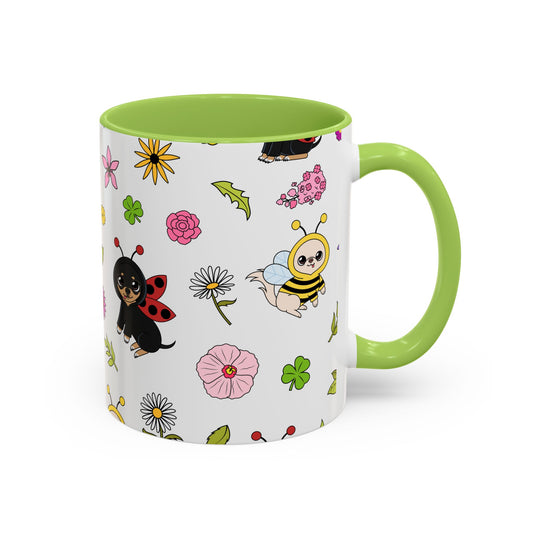 Bug‑Chis Pattern Accent Coffee Mug – Gentle Garden Sips