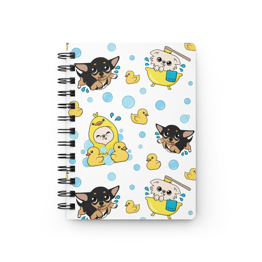 Chihuahua Bath Time Pattern Spiral Journal – Calm Little Moments