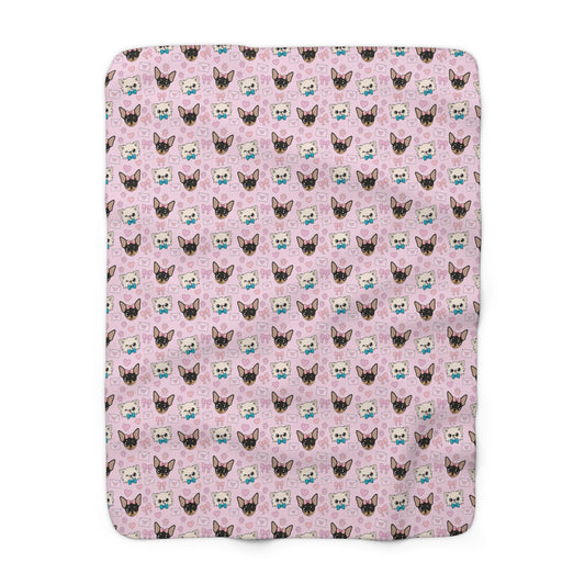 Cedric & Maya’s Pink Hearts Fleece Sherpa Blanket