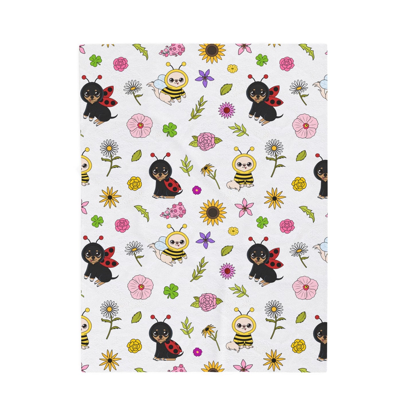 Bug‑Chis Pattern Velveteen Plush Blanket – Garden Snuggles