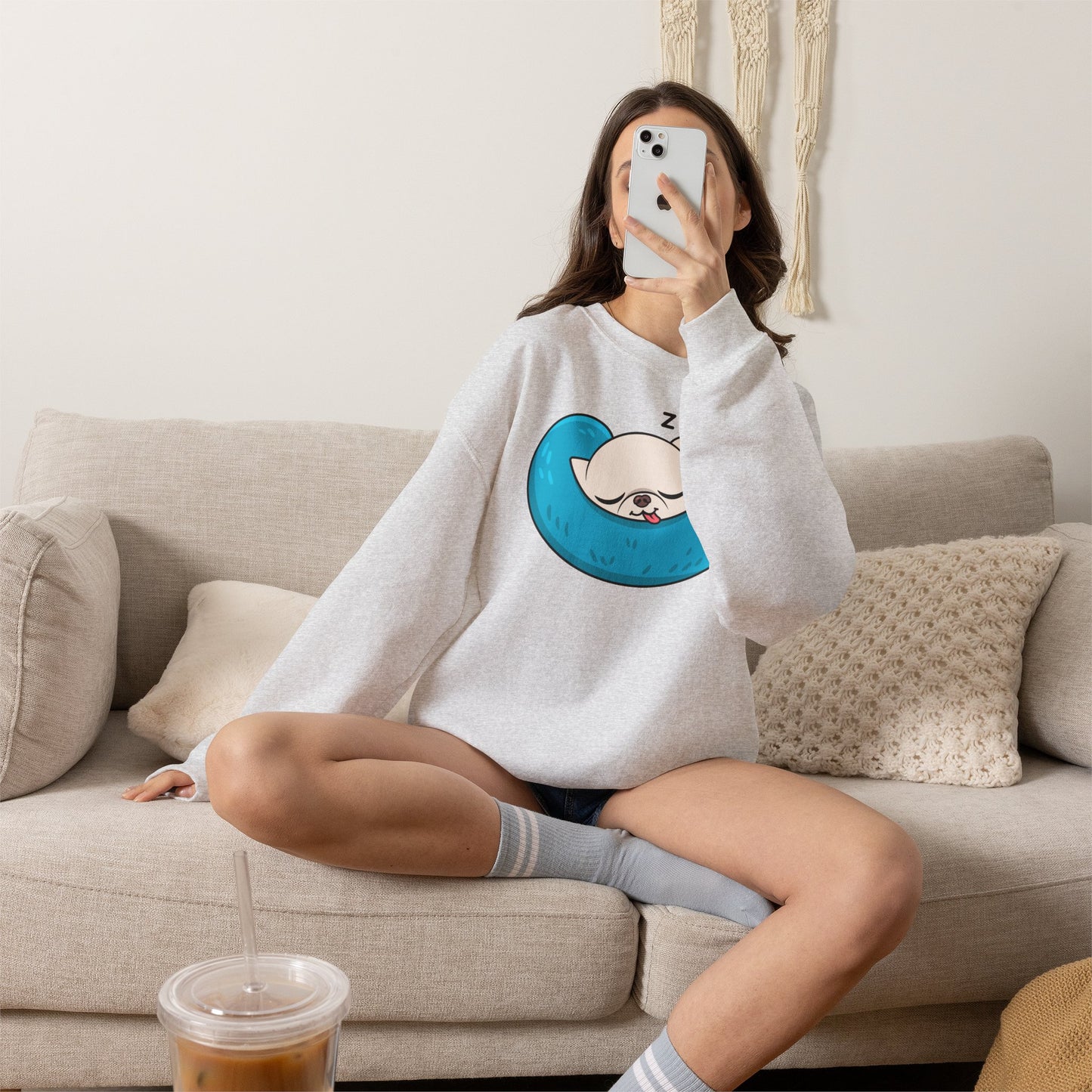 Sleepy Nap Time Cedric Unisex Crewneck Sweatshirt – Blue Calm