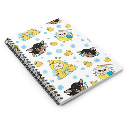 Chihuahua Bath Time Pattern Spiral Notebook – Cozy Splash Notes