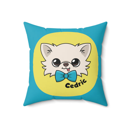 Tiny Chihuahua Cedric's Vibrant Blue Square Pillow - Tiny Chihuahua Shop