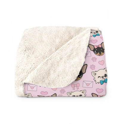 Cedric & Maya’s Pink Hearts Fleece Sherpa Blanket