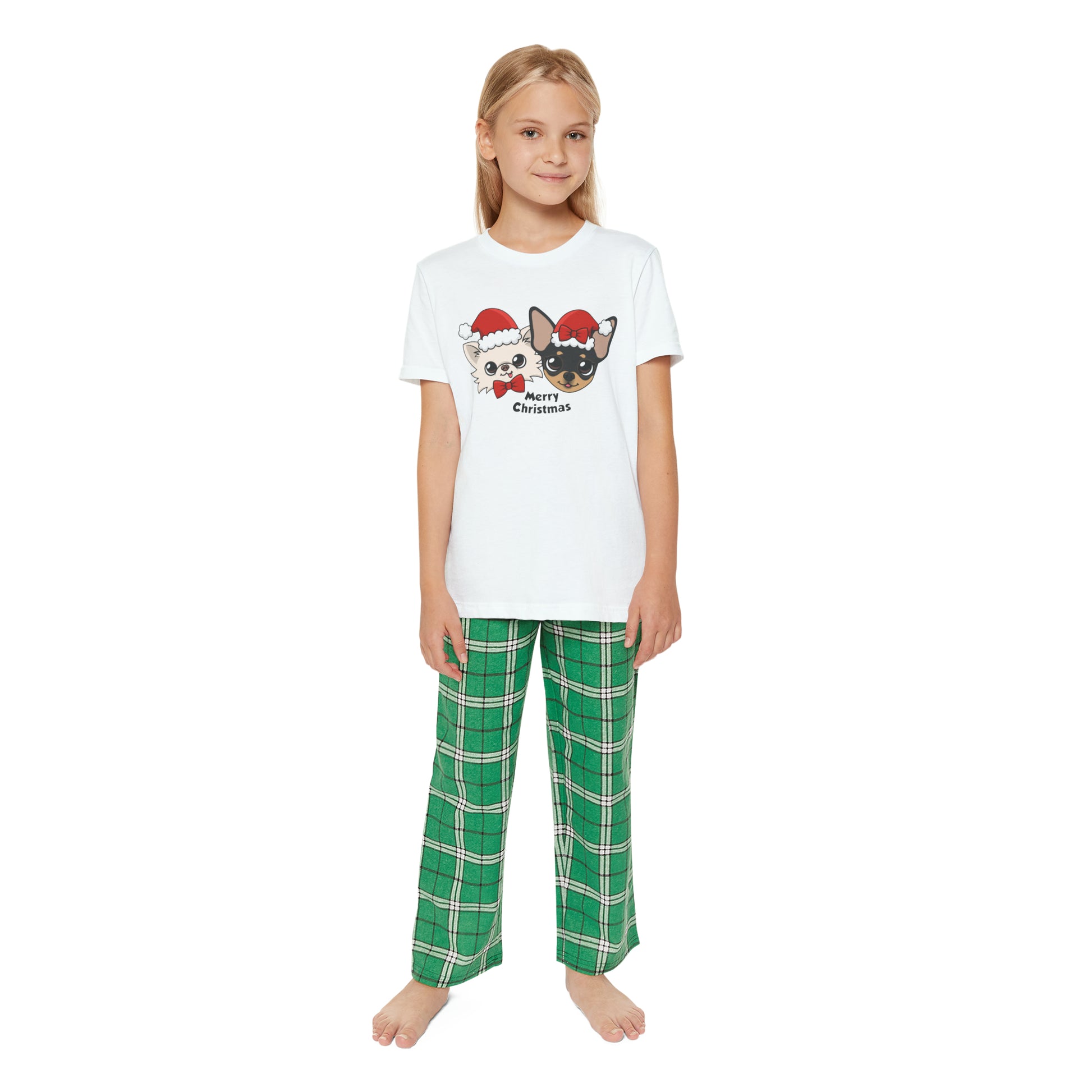 Cedric and Maya Merry Christmas Youth Short Sleeve Holiday Outfit Set - Tiny Chihuahua Shop