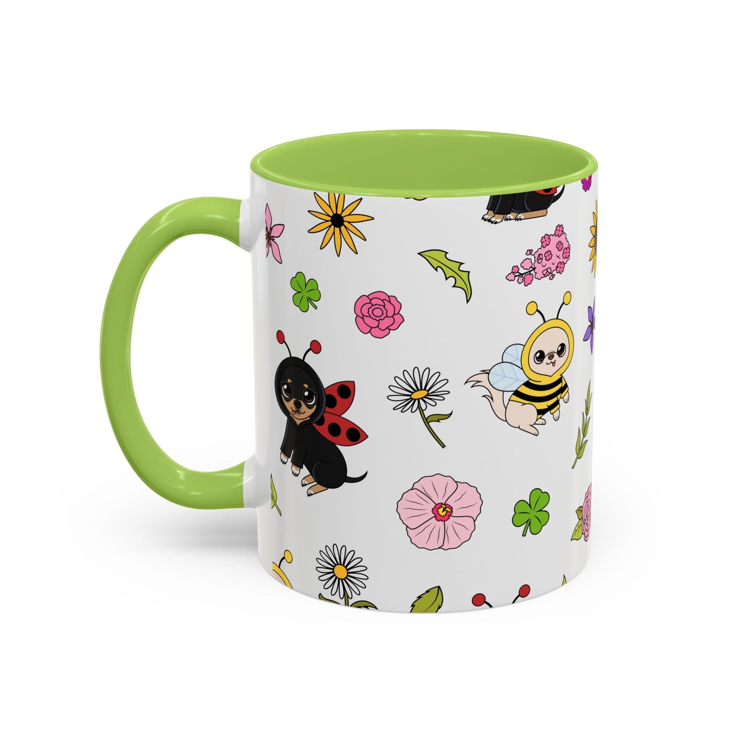 Bug‑Chis Pattern Accent Coffee Mug – Gentle Garden Sips