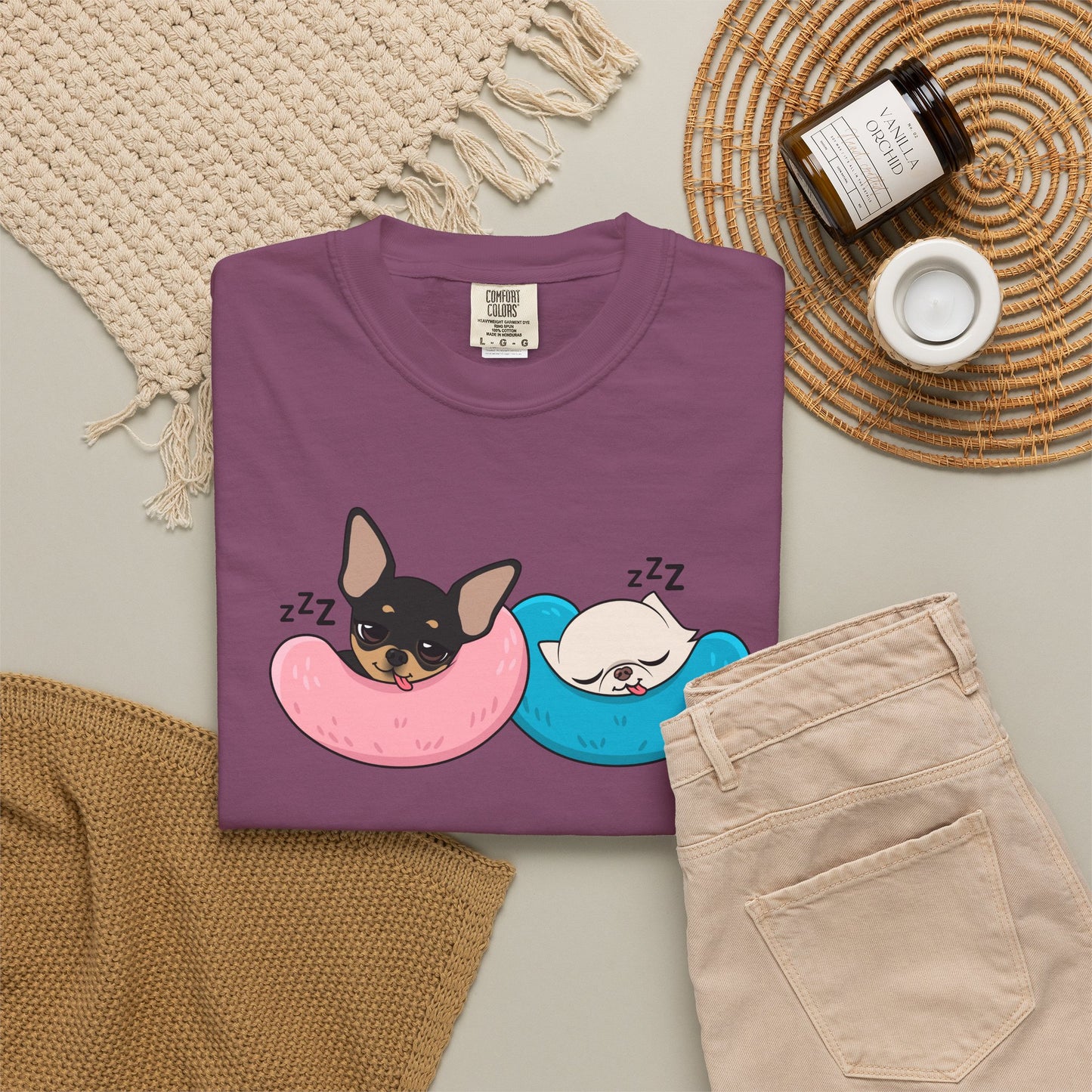 Nap Time Chihuahuas Unisex Garment-Dyed T-Shirt – Cozy Sibling Naps