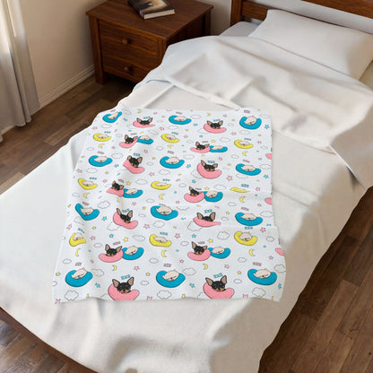 Cedric & Maya Nap Time Pattern Velveteen Plush Blanket