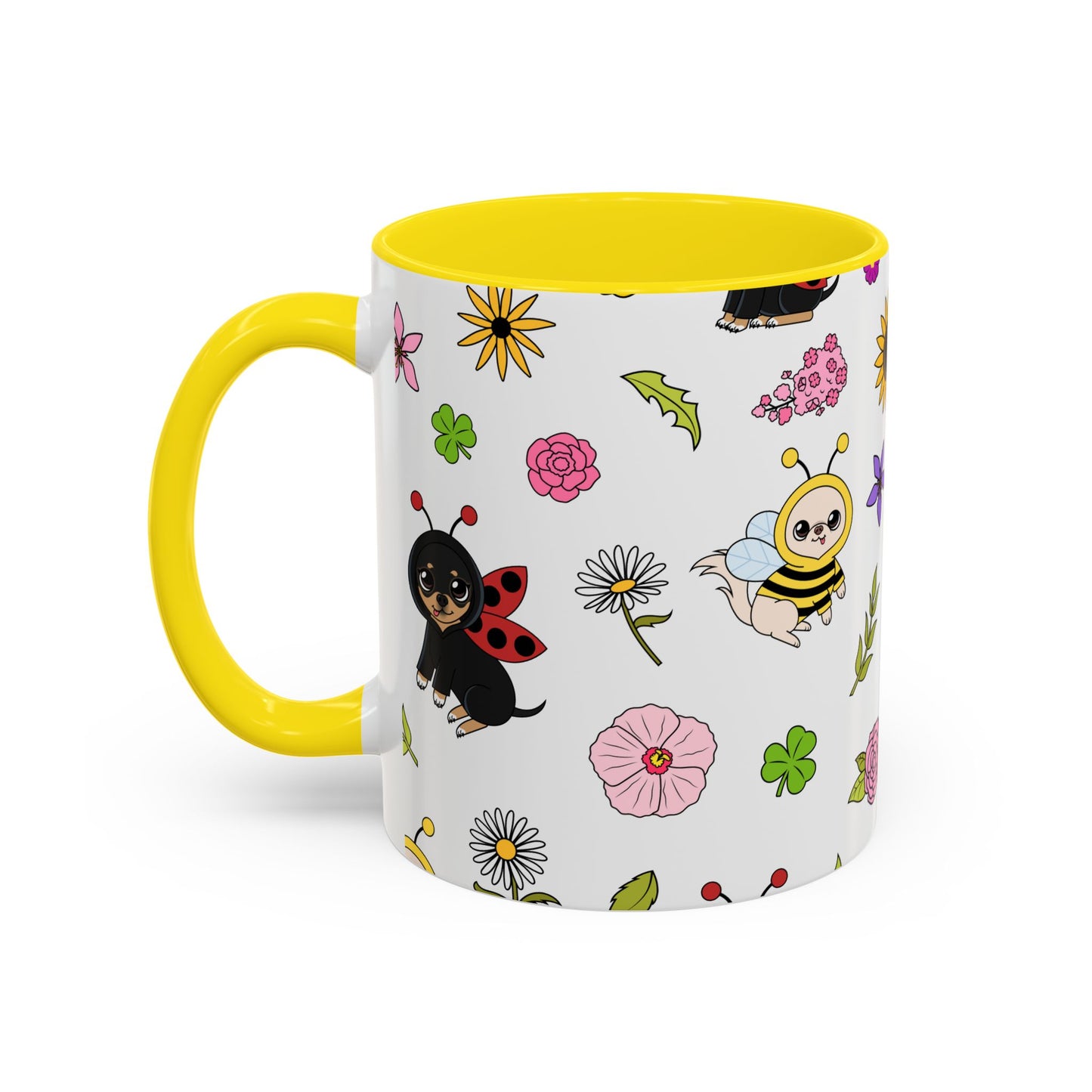 Bug‑Chis Pattern Accent Coffee Mug – Gentle Garden Sips