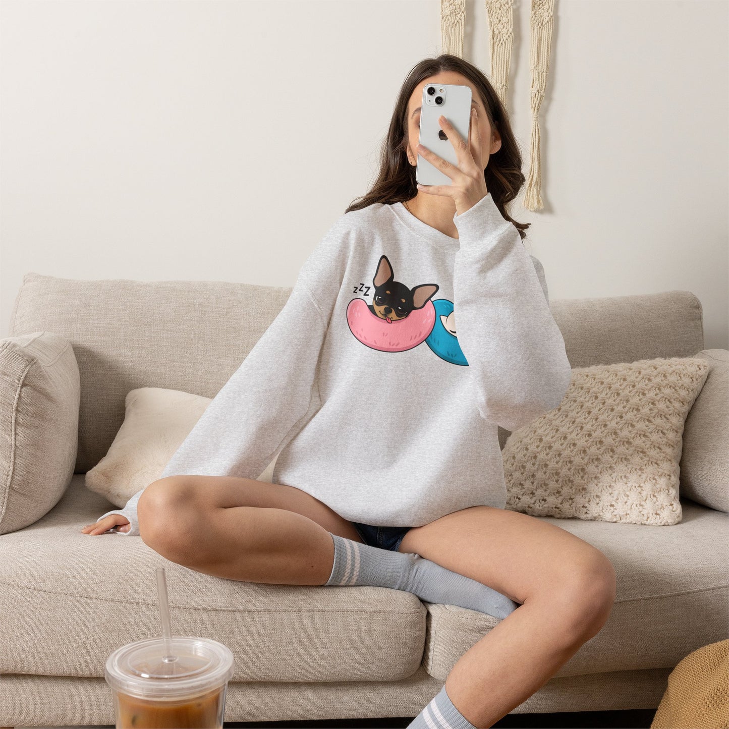 Nap Time Chihuahuas Unisex Crewneck Sweatshirt – Cozy Sibling Naps