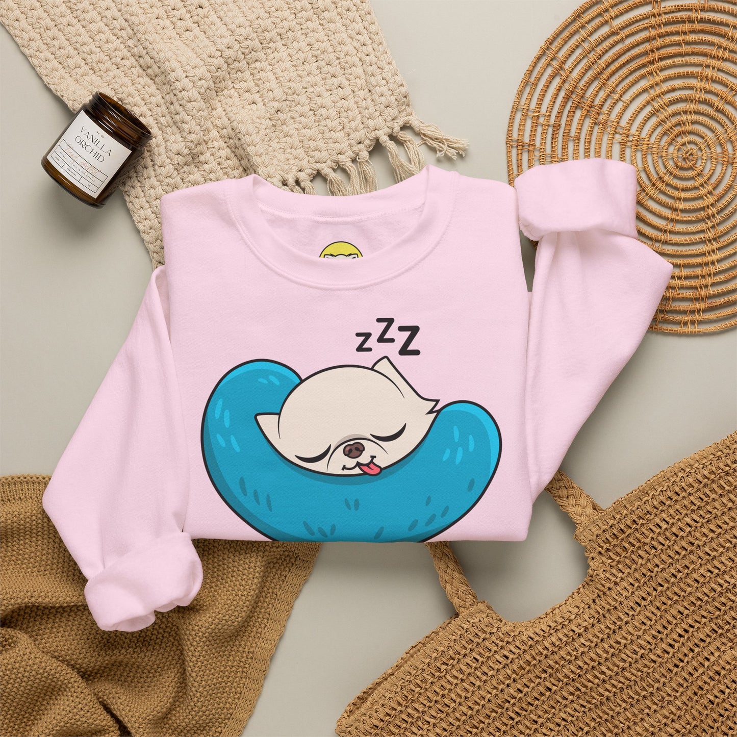 Sleepy Nap Time Cedric Unisex Crewneck Sweatshirt – Blue Calm