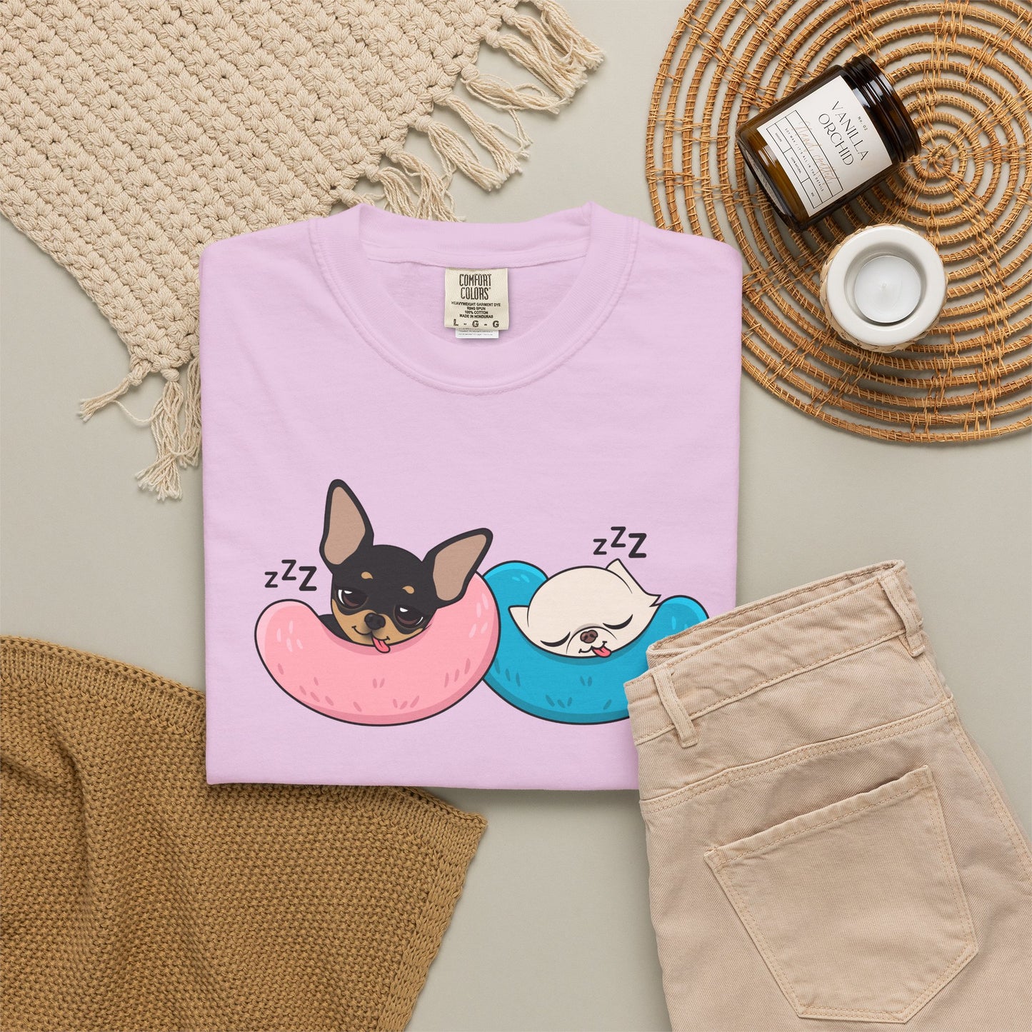 Nap Time Chihuahuas Unisex Garment-Dyed T-Shirt – Cozy Sibling Naps