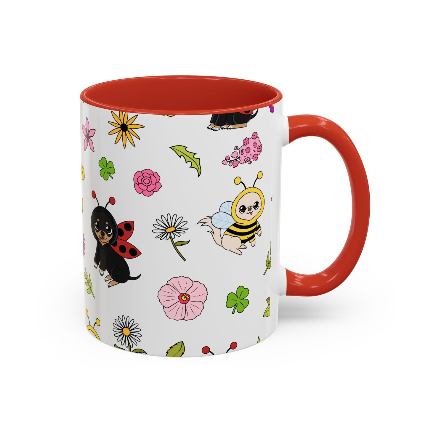 Bug‑Chis Pattern Accent Coffee Mug – Gentle Garden Sips