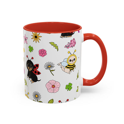 Bug‑Chis Pattern Accent Coffee Mug – Gentle Garden Sips