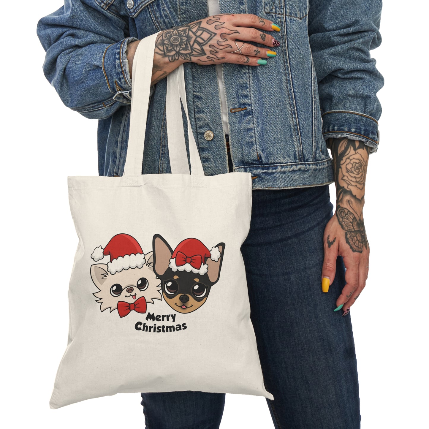 Cedric & Maya's Merry Christmas Cotton Tote - Tiny Chihuahua Shop