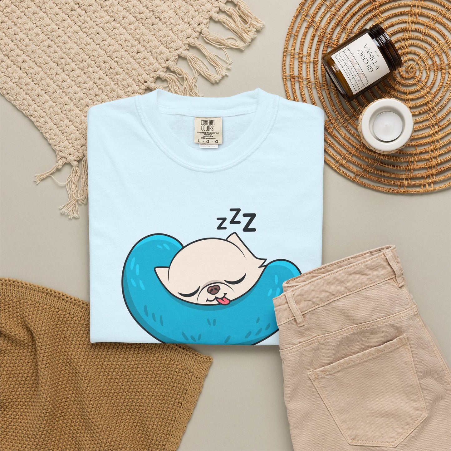 Sleepy Nap Time Cedric Garment-Dyed T-Shirt – Blue Calm