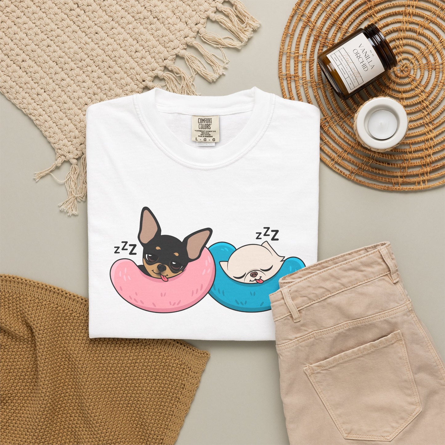 Nap Time Chihuahuas Unisex Garment-Dyed T-Shirt – Cozy Sibling Naps
