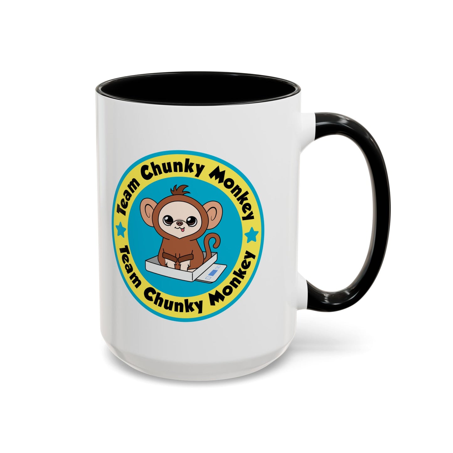 Team Chunky Monkey Badge Accent Mug – Cheerful Tiny Team Spirit