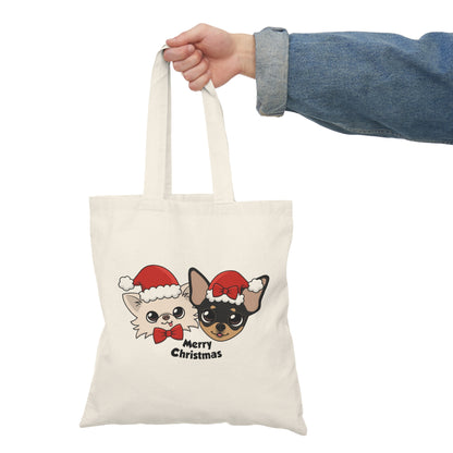 Cedric & Maya's Merry Christmas Cotton Tote - Tiny Chihuahua Shop