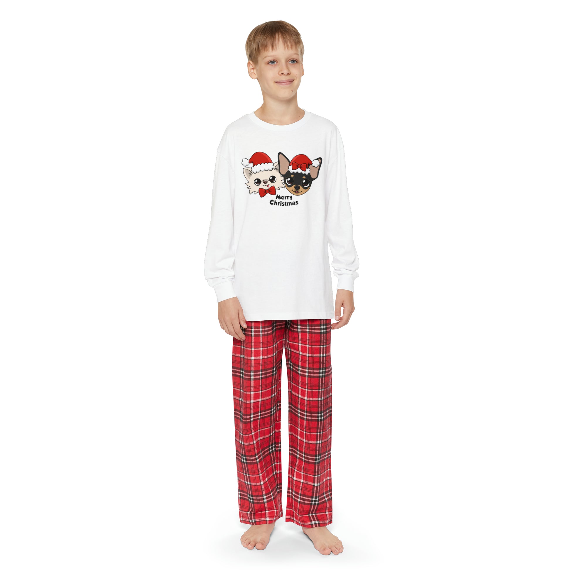 Cedric and Maya Merry Christmas Youth Long Sleeve Holiday Outfit Set - Tiny Chihuahua Shop