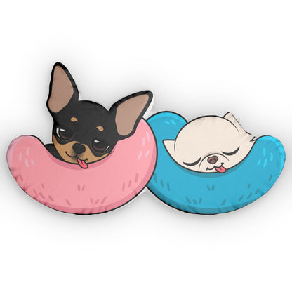 Extra Large Nap Time Chihuahuas Custom Shaped Pillow – Cozy Sibling Naps
