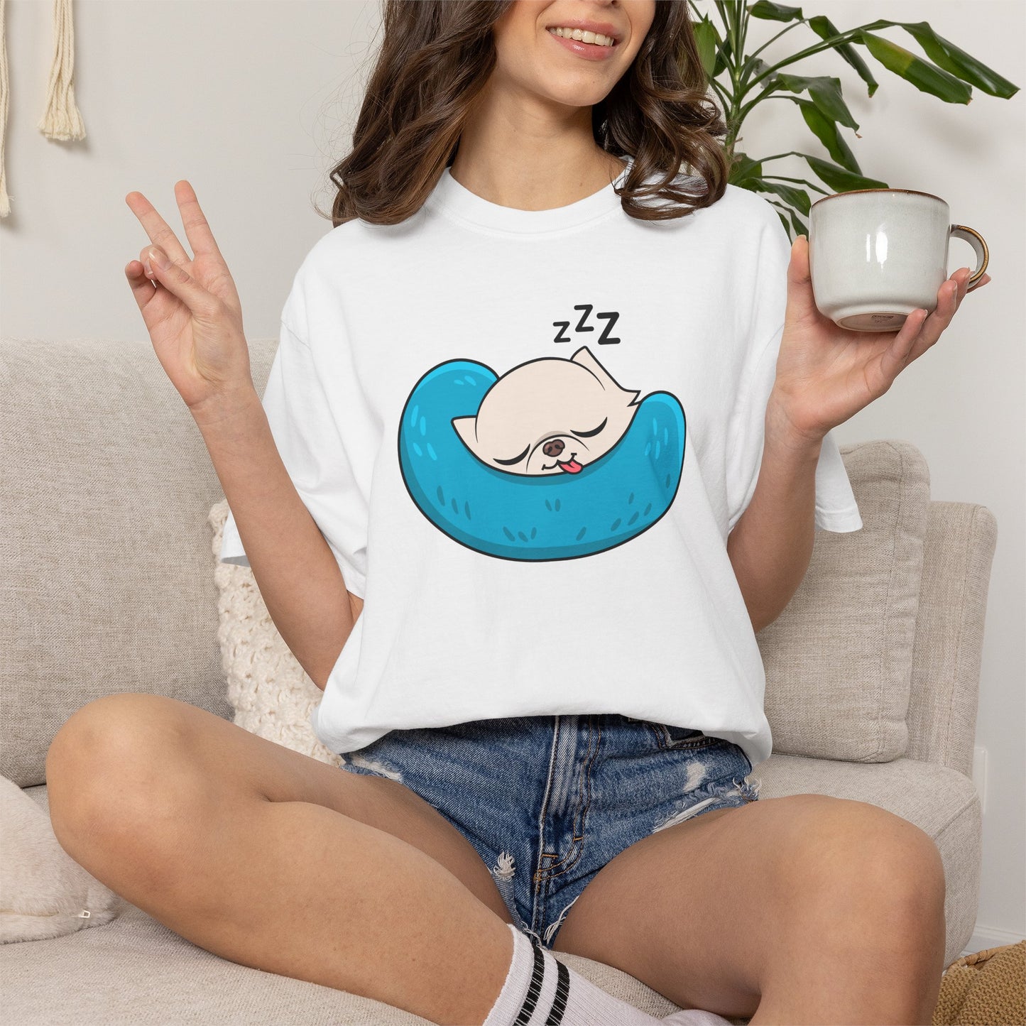 Sleepy Nap Time Cedric Garment-Dyed T-Shirt – Blue Calm