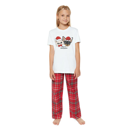 Cedric and Maya Merry Christmas Youth Short Sleeve Holiday Outfit Set - Tiny Chihuahua Shop
