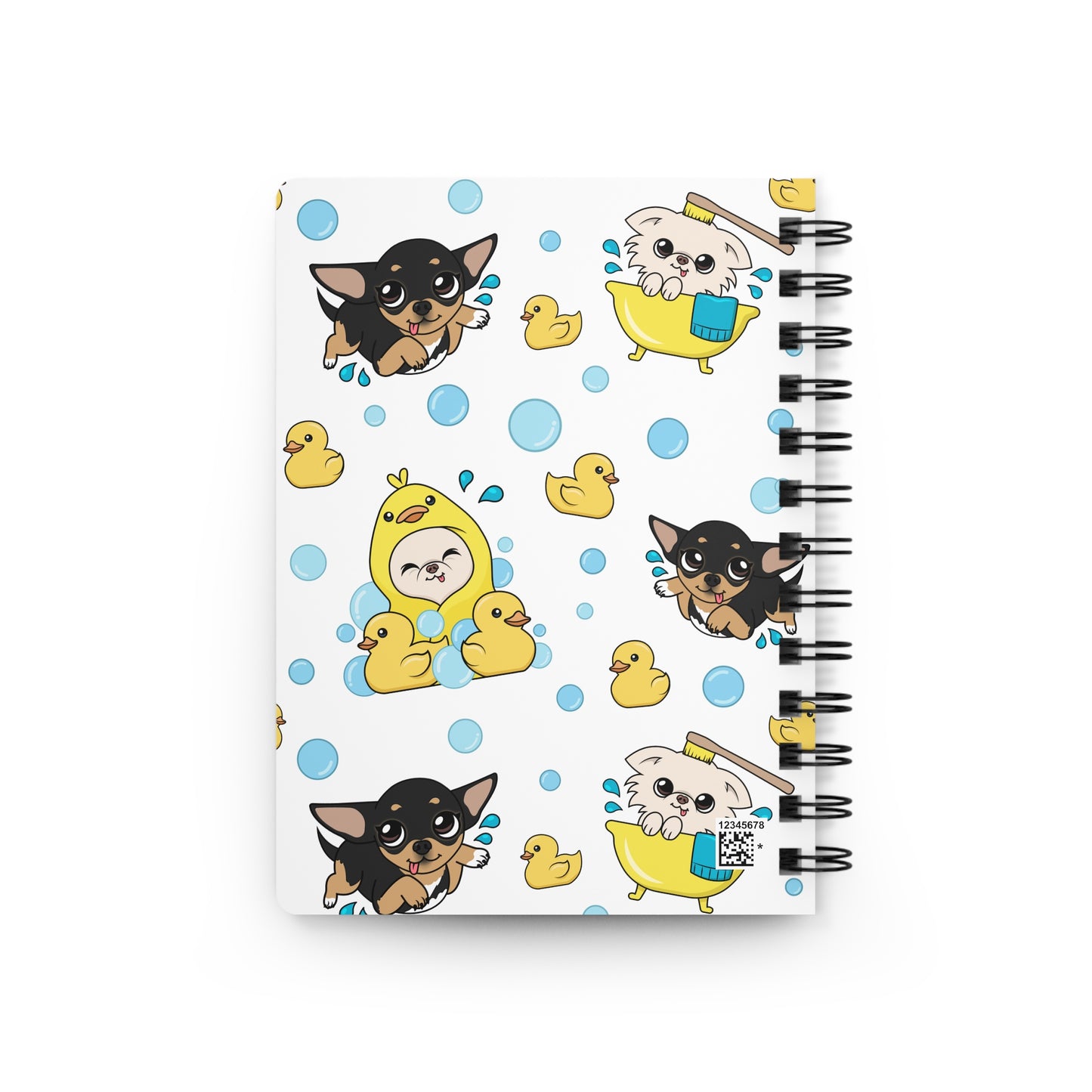Chihuahua Bath Time Pattern Spiral Journal – Calm Little Moments