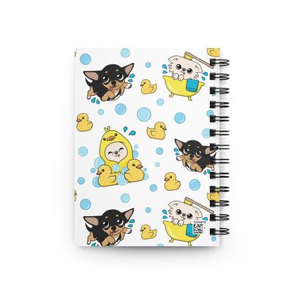 Chihuahua Bath Time Pattern Spiral Journal – Calm Little Moments