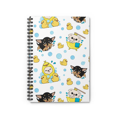 Chihuahua Bath Time Pattern Spiral Notebook – Cozy Splash Notes