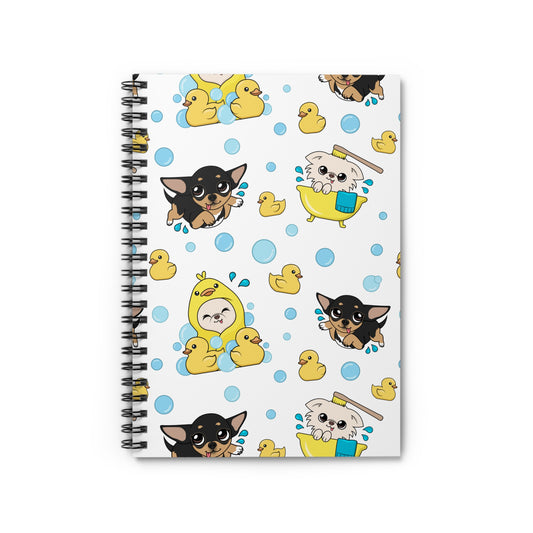 Chihuahua Bath Time Pattern Spiral Notebook – Cozy Splash Notes