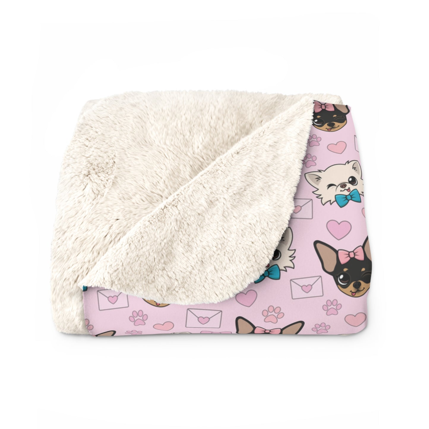 Cedric & Maya’s Pink Hearts Fleece Sherpa Blanket
